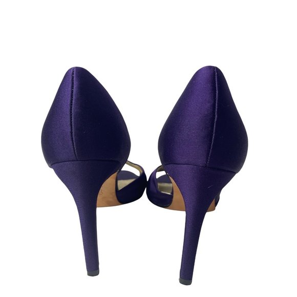 NINA D'Orsay Purple Satin Peep Toe Heels Size 8.5 - Picture 5 of 13